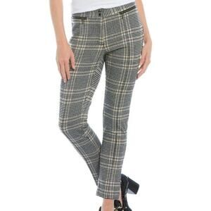 J. McLaughlin Yara Houndstooth Plaid Ankle Pants Slim Fit Black Stretch Size 2